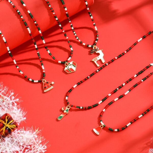 Christmas Charm Beaded Necklace -  Festive Elegance For Holiday Celebrations - Image 4