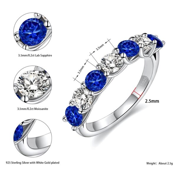 7 Diamond Stackable Ring Red And Blue Emerald - Image 2