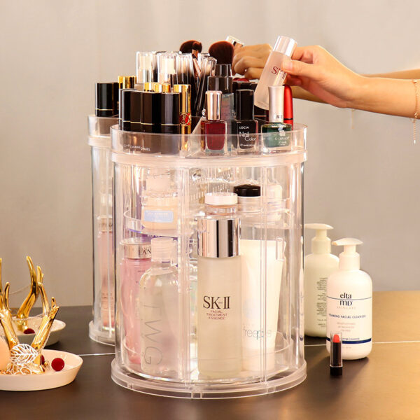 Rotating Cosmetics Storage Rack Table Red Skin Care Products Large Capacity - Image 4