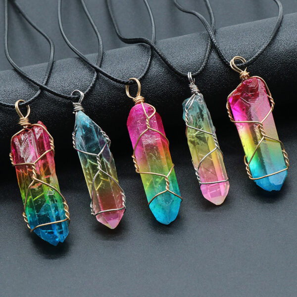 Hot Selling Stone Crystal Pillar Tree Of Life Pendant Ins Fashion Necklace - Image 7