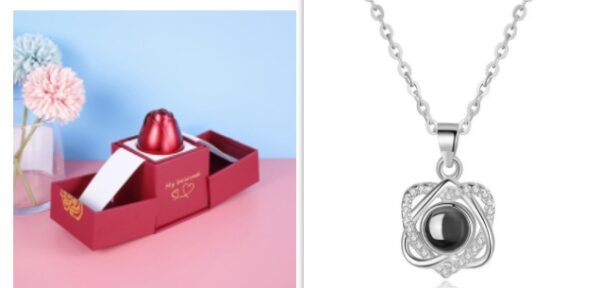 Hot Valentine's Day Gifts Metal Rose Jewelry Gift Box Necklace For Wedding Girlfriend Necklace Gifts - Image 5