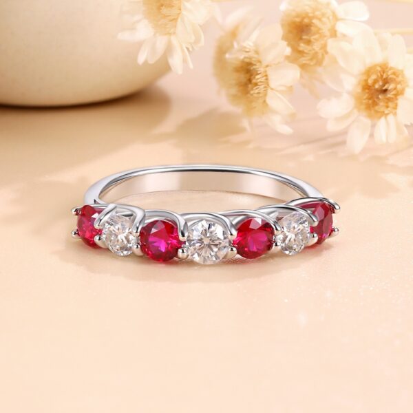 7 Diamond Stackable Ring Red And Blue Emerald - Image 6