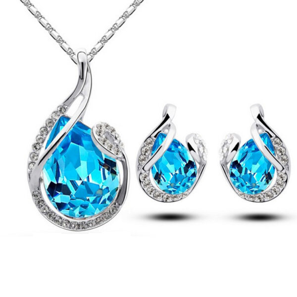 3pcs Rhinestone Necklace Set With Earrings Fashion Water-drop-shaped Jewelry For Women Valentine's Day - Image 6