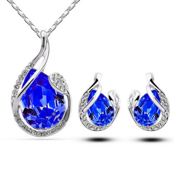 3pcs Rhinestone Necklace Set With Earrings Fashion Water-drop-shaped Jewelry For Women Valentine's Day - Image 7