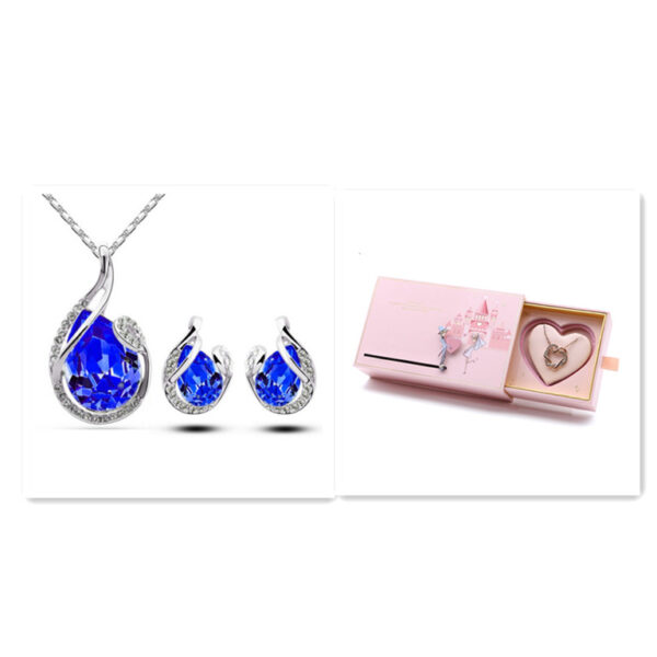 3pcs Rhinestone Necklace Set With Earrings Fashion Water-drop-shaped Jewelry For Women Valentine's Day - Image 4