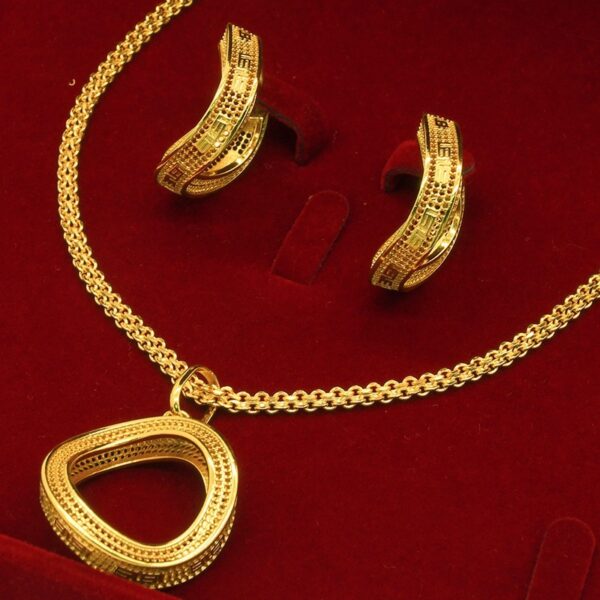 Alluvial Gold Twisted Geometric Necklace Earrings European And American - Image 2