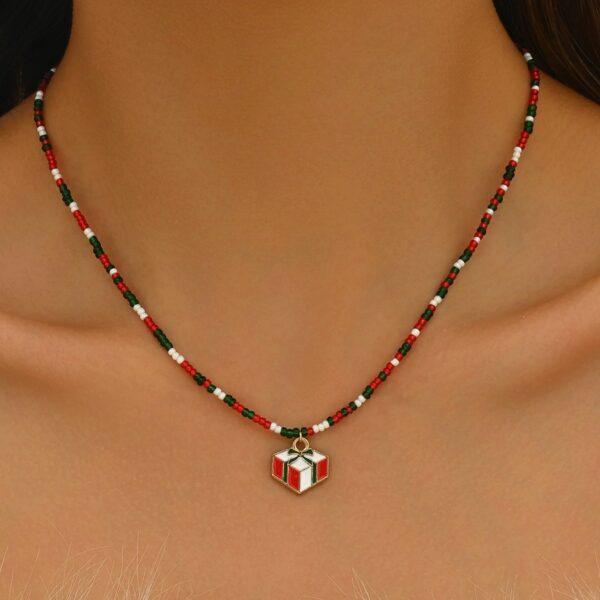 Christmas Charm Beaded Necklace -  Festive Elegance For Holiday Celebrations - Image 2