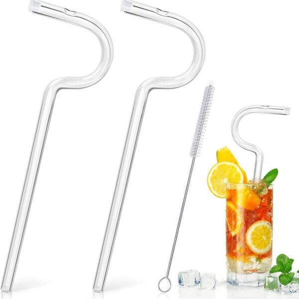 2straw 1cleaningbrush Can Be Used Repeatedly Original Glass Drinking Straw, Flute Style Design For Engaging Lips Horizontally, Anti Wrinkle. - Image 6