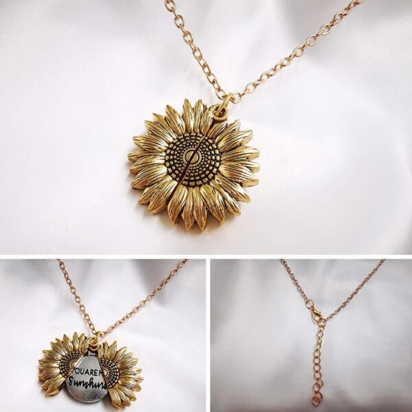 You Are My Sunshine Sunflower Necklace Women Men - Image 6