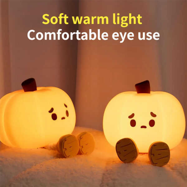 Home Decor Halloween Pumpkin Night Light Cute Soft Silicone Lamp Touch  Dimmable Rechargeable Bedside Decor Light Kids Gifts Halloween Decorations - Image 6