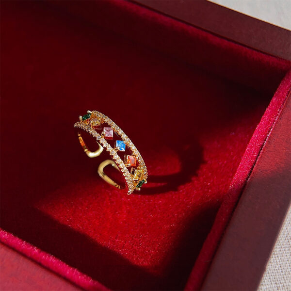 Light Luxury Color Zircon Ring For Women - Image 5