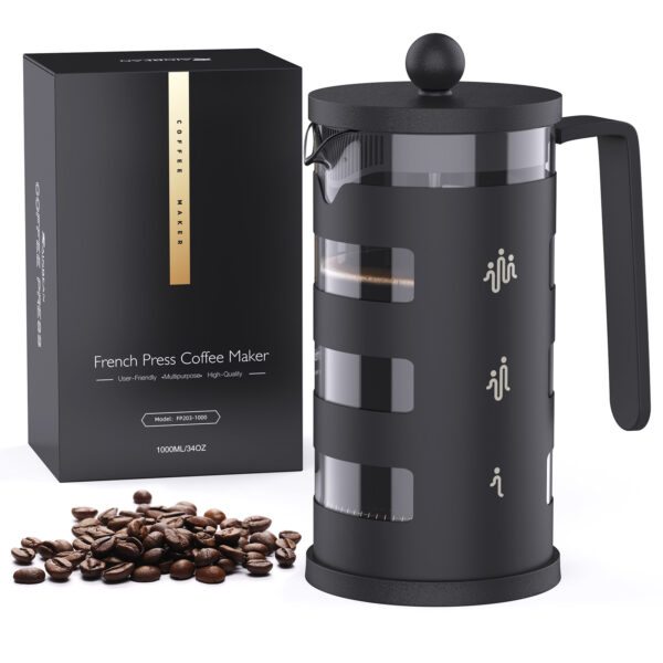 RAINBEAN  French Press Coffee Maker Easy Cleaning Cafeteria, Heat Resistant Borosilicate Glass - Image 2