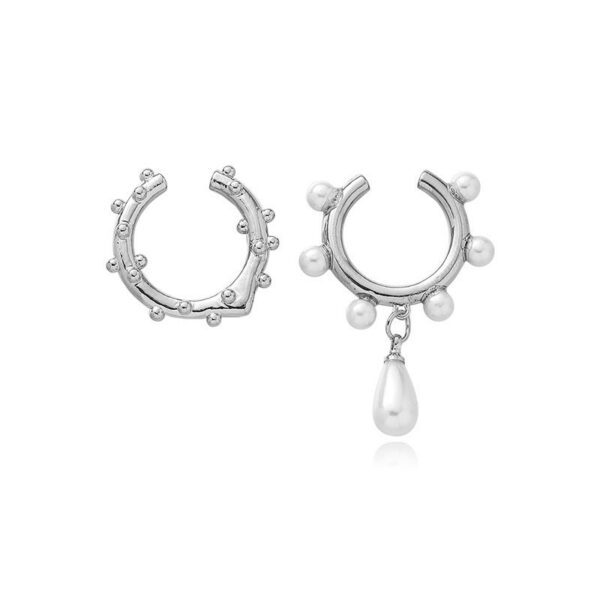 S925 Silver Two-piece Water Drop Pearl Ear Clip - Image 4