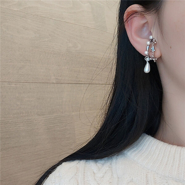 S925 Silver Two-piece Water Drop Pearl Ear Clip - Image 2