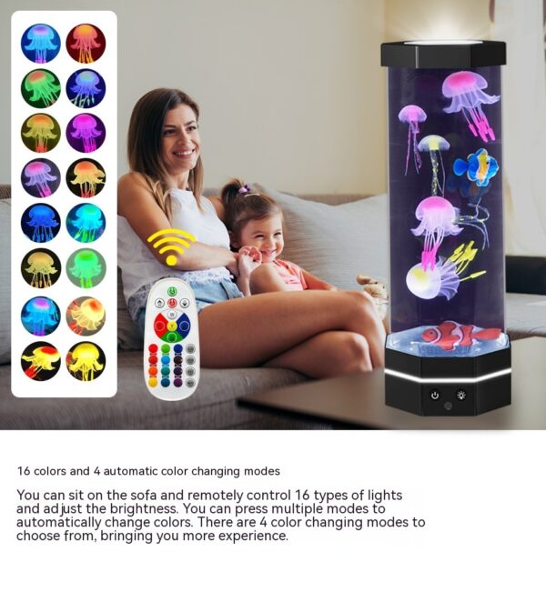 Jellyfish Lava Lamp 17 Colors Changing 15inch Jellyfish Lamp With Remote Control USB Plug-in Bubble Fish Lamp Kids Night Light Creative Projector Lamp Home Decor - Image 7