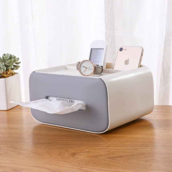 Multifunctional Desktop Tissue Storage Box Cosmetic Makeup Organizer - Image 4