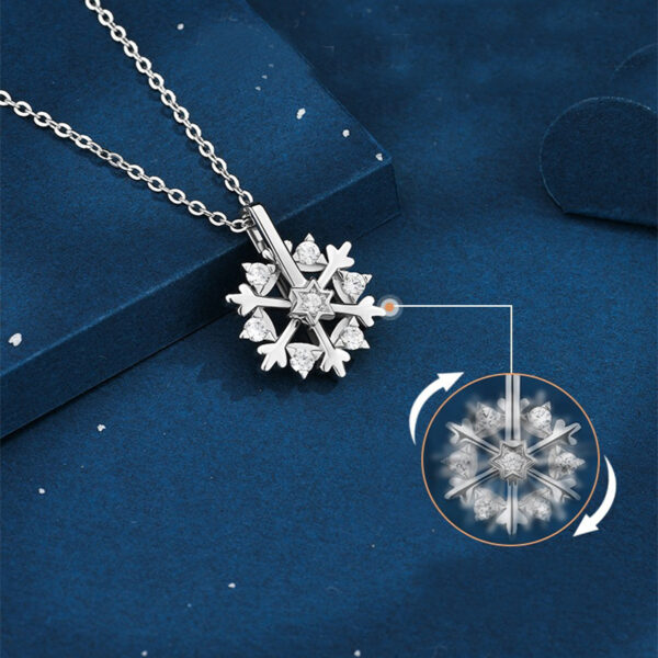 Rotatable 925 Silver Snowflake Necklace Women Luxury Niche Design Shiny Rhinestone Jewelry Autumn And Winter Birthday Gift For Friends - Image 6