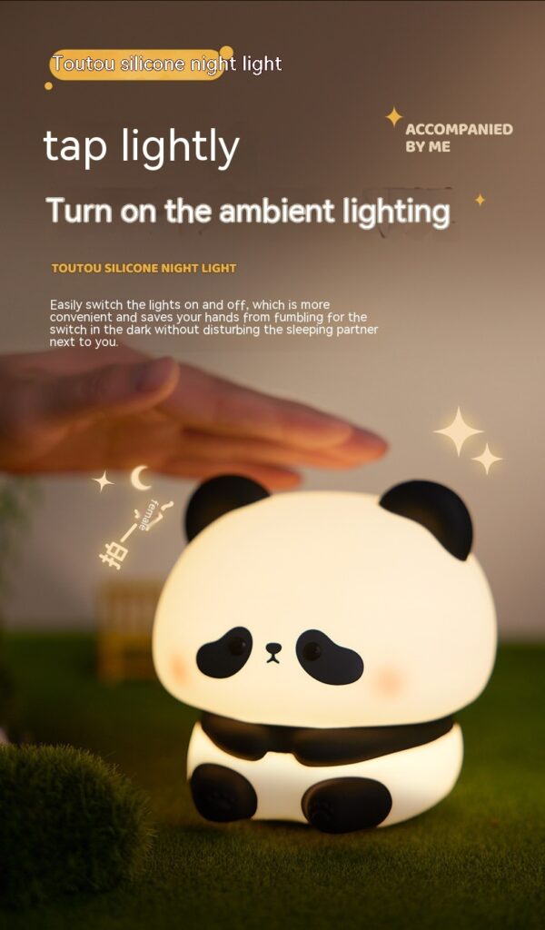 Panda LED Night Light Cute Silicone Night Light USB Rechargeable Touch Night Lamp Bedroom Timing Lamp Decoration Children's Gift Home Decor - Image 8