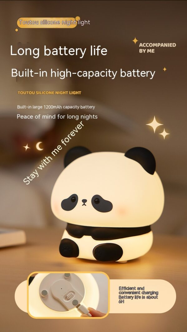 Panda LED Night Light Cute Silicone Night Light USB Rechargeable Touch Night Lamp Bedroom Timing Lamp Decoration Children's Gift Home Decor - Image 6