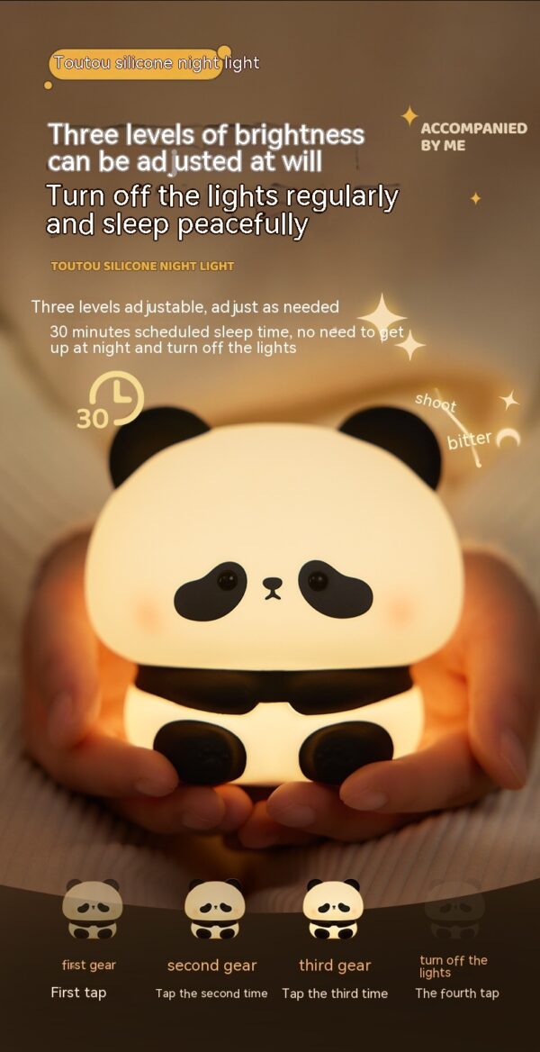 Panda LED Night Light Cute Silicone Night Light USB Rechargeable Touch Night Lamp Bedroom Timing Lamp Decoration Children's Gift Home Decor - Image 10