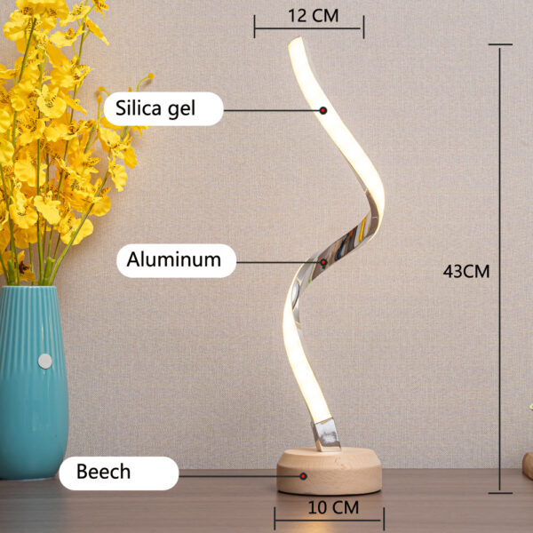 LED Spiral Table Lamp Modern Curved Desk Bedside Lamp Dimmable Warm White Night Light For Living Room And Bedroom - Image 3