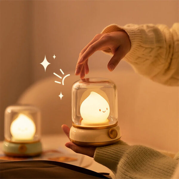 Retro Small Night Lamp Bedroom Mini Desktop LED Cute Night Lamp Creative USB Rechargeable Portable Cartoon Table Lamp For Coffee Bar Hotel Bedroom Home Decor - Image 5