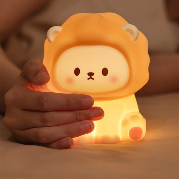 Cute Lion Night Light Rechargeable 3 Level Dimmable Silicone Sleeping Light Bedside Lamp Nursery Nightlights For Bedroom - Image 4