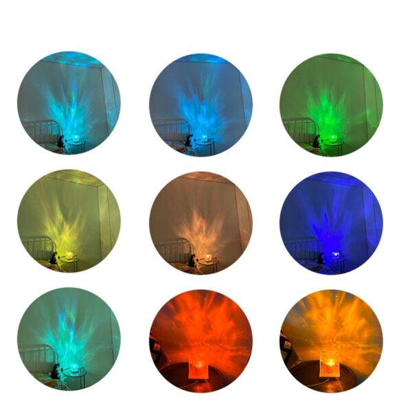 LED Water Ripple Ambient Night Light USB Rotating Projection Crystal Table Lamp RGB Dimmable Home Decoration 16 Color Gifts - Image 4