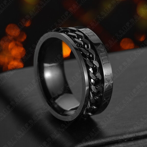 Roman Letter Rotatable Chain Rings Men Digital Titanium Steel RingFor Couple High Quality Multifunctional Bottle Opener Ring Spinner Jewelry Punk Gifts - Image 4