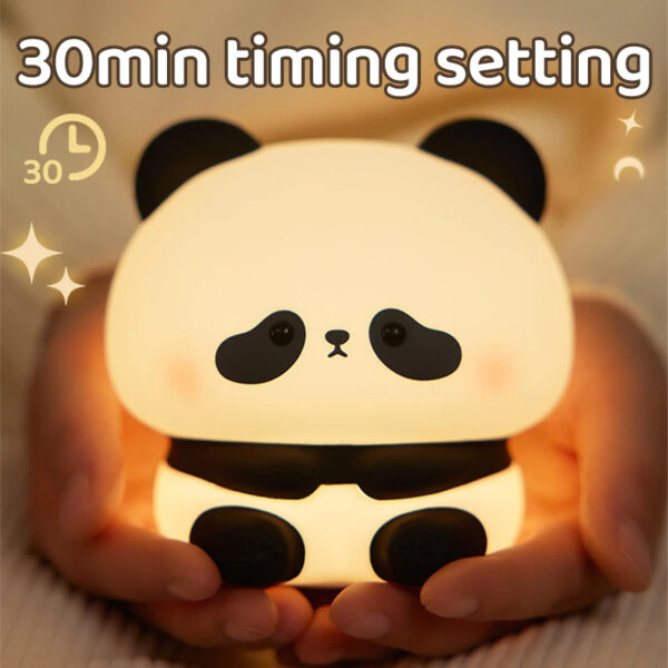 Panda LED Night Light Cute Silicone Night Light USB Rechargeable Touch Night Lamp Bedroom Timing Lamp Decoration Children's Gift Home Decor - Image 7