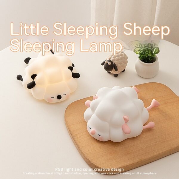 Cute Silicone Night Lights Sheep Cartoon Bedroom Lamp For Children's Room Decor Rechargeable Timing Dimming Sleep Night Light - Image 10