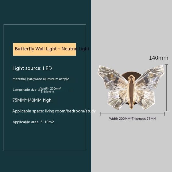 Butterfly Bedroom Decorative Lamp Wall Lamp - Image 6