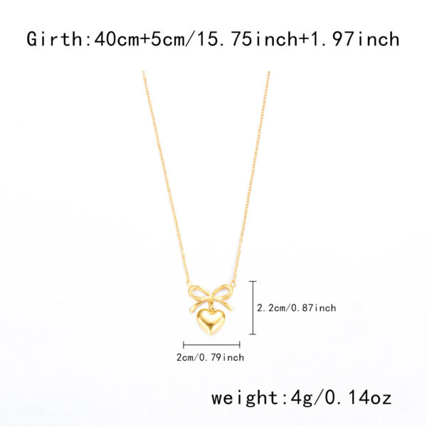 Stainless Steel New Fashion Fine Waterproof Jewelry Love Heart Bowknot Shape Charm Chain Choker Necklaces Pendant For Women Fashion Jewelry - Image 4