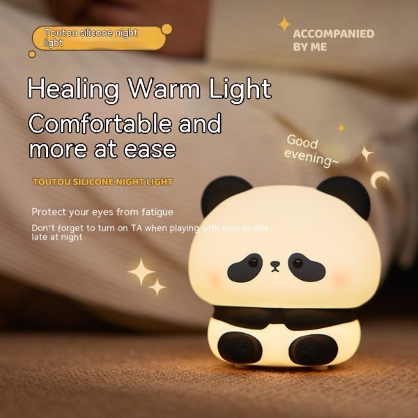 Panda LED Night Light Cute Silicone Night Light USB Rechargeable Touch Night Lamp Bedroom Timing Lamp Decoration Children's Gift Home Decor - Image 2