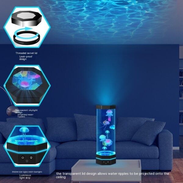 Jellyfish Lava Lamp 17 Colors Changing 15inch Jellyfish Lamp With Remote Control USB Plug-in Bubble Fish Lamp Kids Night Light Creative Projector Lamp Home Decor - Image 4