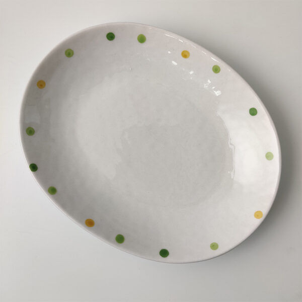 Dot Ceramic Plate Set Small Breakfast Plate Dessert Plate Flavor Plate Oval Plate - Image 7