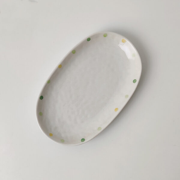 Dot Ceramic Plate Set Small Breakfast Plate Dessert Plate Flavor Plate Oval Plate - Image 3