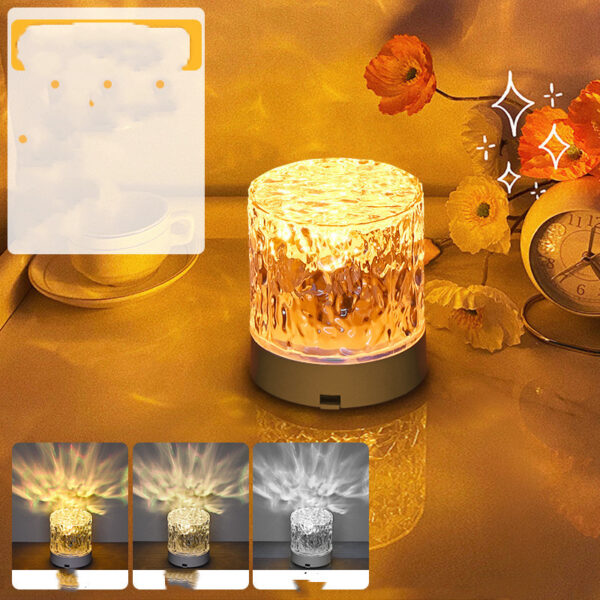 Crystal Lamp Water Ripple Projector Night Light Decoration Home Houses Bedroom Aesthetic Atmosphere Holiday Gift Sunset Lights Home Decor - Image 7