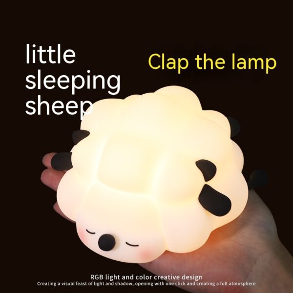 Cute Silicone Night Lights Sheep Cartoon Bedroom Lamp For Children's Room Decor Rechargeable Timing Dimming Sleep Night Light - Image 5