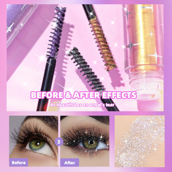 Violet Glitter Lash Mascara Diamond Mascara Thick Shiny Eyelash Curling Extension Makeup Waterproof Fast Dry Sequins Eye Black - Image 9