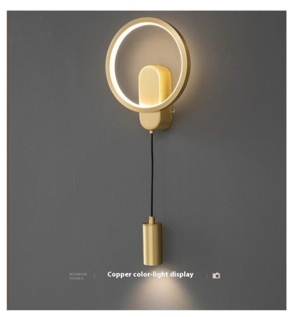 Copper Wall Lamp Light Luxury Bedroom Bedside Lamp - Image 9