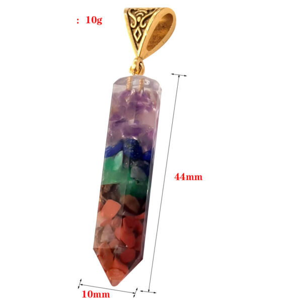 Seven Chakra Natural Crushed Stone Hexagon Column Necklace Aura Pendant - Image 10