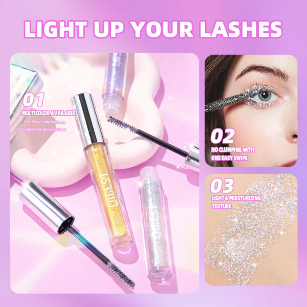 Violet Glitter Lash Mascara Diamond Mascara Thick Shiny Eyelash Curling Extension Makeup Waterproof Fast Dry Sequins Eye Black - Image 8