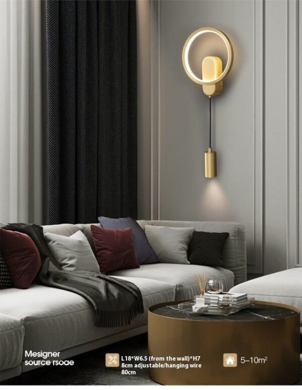 Copper Wall Lamp Light Luxury Bedroom Bedside Lamp - Image 7